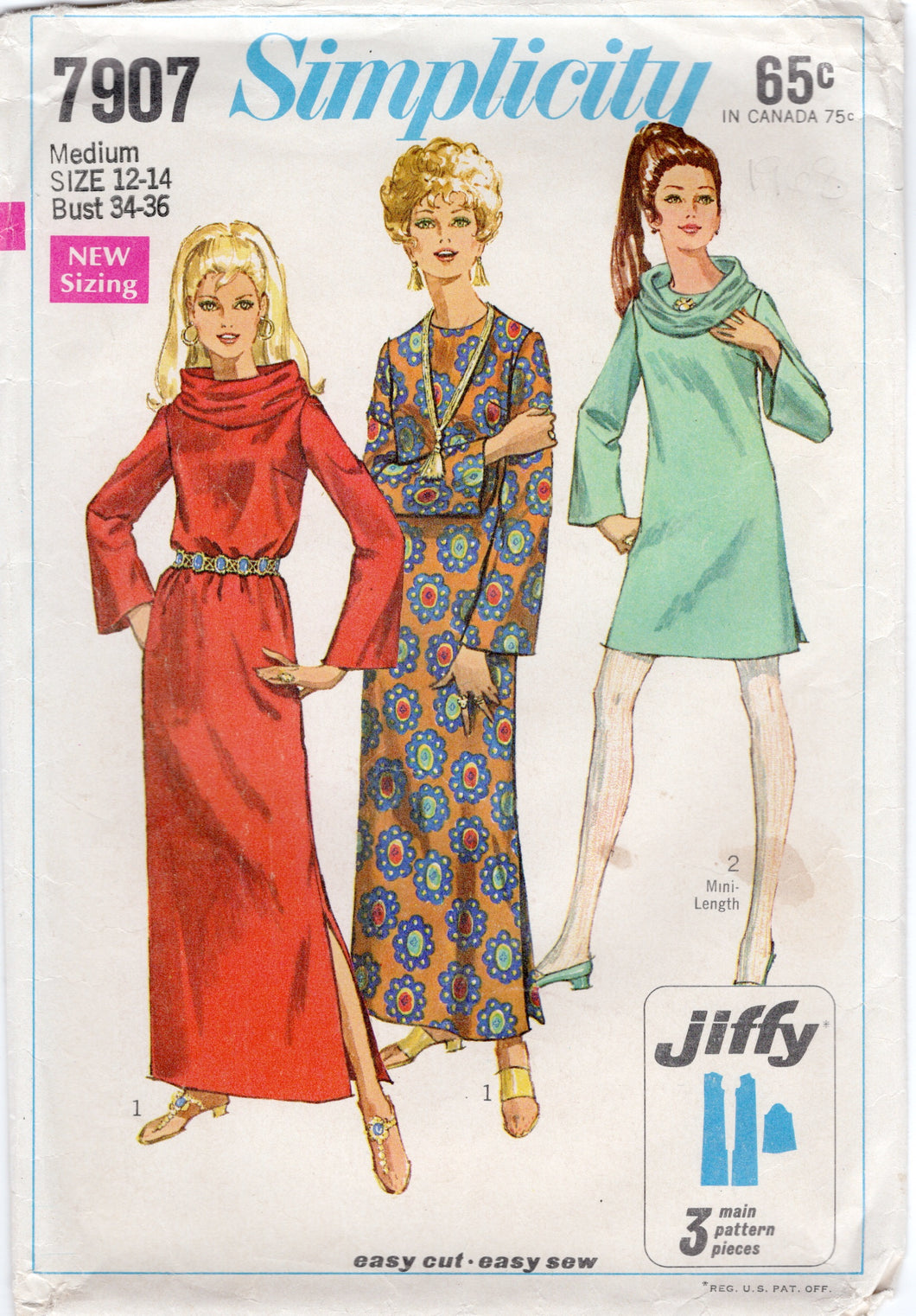 1960's Simplicity Jiffy Robe and Ring Scarf pattern - Bust 34-36