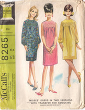 1960's McCall's One Piece Sheath Dress Pattern with Smocked Top - Bust 34" - No. 8265