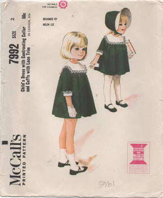 1960's McCall's by Helen Lee Girl's Dress with Large Yoke - Size 2 - No. 7992