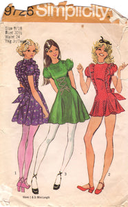 1970's Simplicity Princess Line Dress with Large Ruffle accent and Bloomers pattern - Bust 30.5" - No. 9726