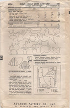 1950's Advance Circle Skirt and Felt Cap with Applique ideas - Waist 25" - No. 8076