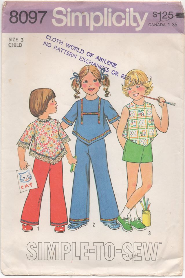 1970's Simplicity Child's Blouse and Pants - Chest 22" - No. 8097