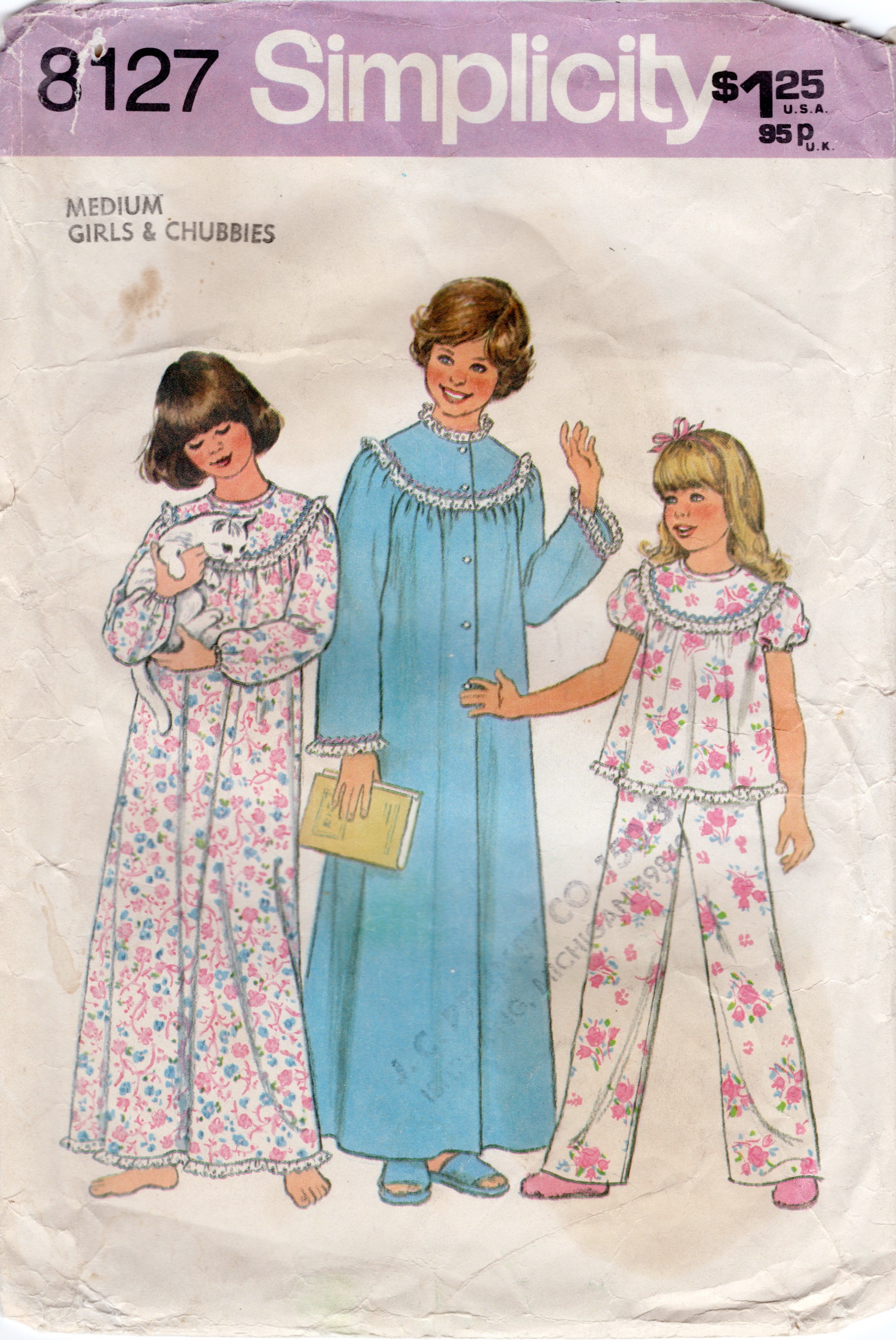 1970's Simplicity Child's Nightgown, Two Piece Pajamas or