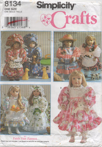1990's Simplicity 18" Doll Wardrobe pattern, Dress with Yoke and Ruffles, and Bonnet - No. 8134