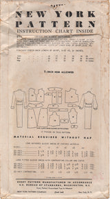 1950's New York Two Piece Suit with Arrow Style Peplum and Banded Jacket - Bust 30" - No. 826