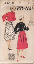 1940/50's New York Cropped Bolero Jacket and Softly pleated Skirt - Bust 29" - No. 840
