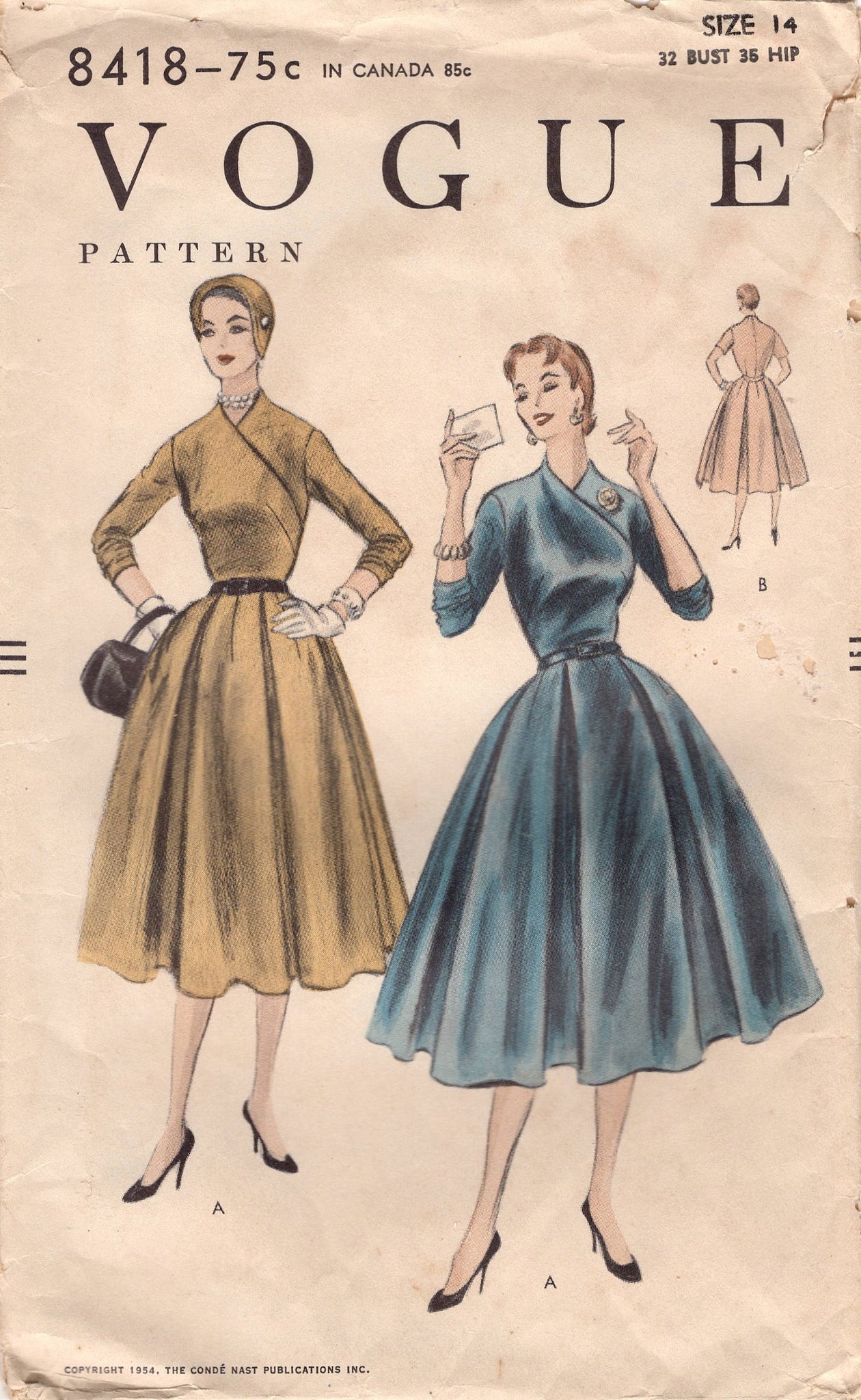 1957 Vogue S-4772 Easy-to-Make One-Piece Dress