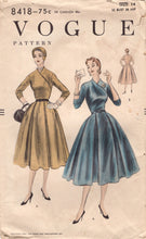 1950's Vogue One Piece Dress with Cross-over front and Softly Pleated Skirt Pattern - Bust 32" - No. 8418