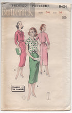 1950's Butterick Blouse in Two Lengths and Slim Skirt Pattern - Bust 34" - No. 8424