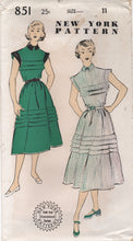 1950's New York One Piece Dress with Tucks on Bodice and Skirt - Bust 29" - No. 851