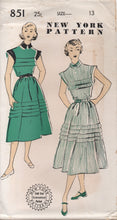 1950's New York One Piece Dress with Tucks on Bodice and Skirt - Bust 31" - No. 851