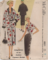 1950's McCall's One Piece Dress with Front or Back button wrap skirt & Jacket - Bust 30" - No. 8851