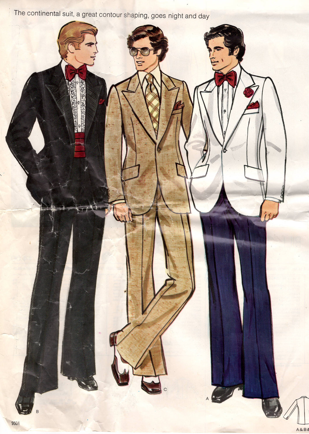 1970's Vogue Men's Suit including Jacket and Pants - Chest 40