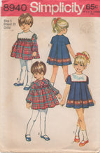 1970's Simplicity Toddler Yoked Pleated or Gathered Dress with Collar - Chest 20" - No. 8940