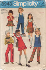 1970's Simplicity Child's Dress, Tunic, Skirt and Pants - Breast 28.5" - No. 8943