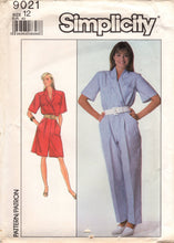 1980's Simplicity Surplice Bodice Jumpsuit Pattern with large pockets - Bust 34" - No. 9021