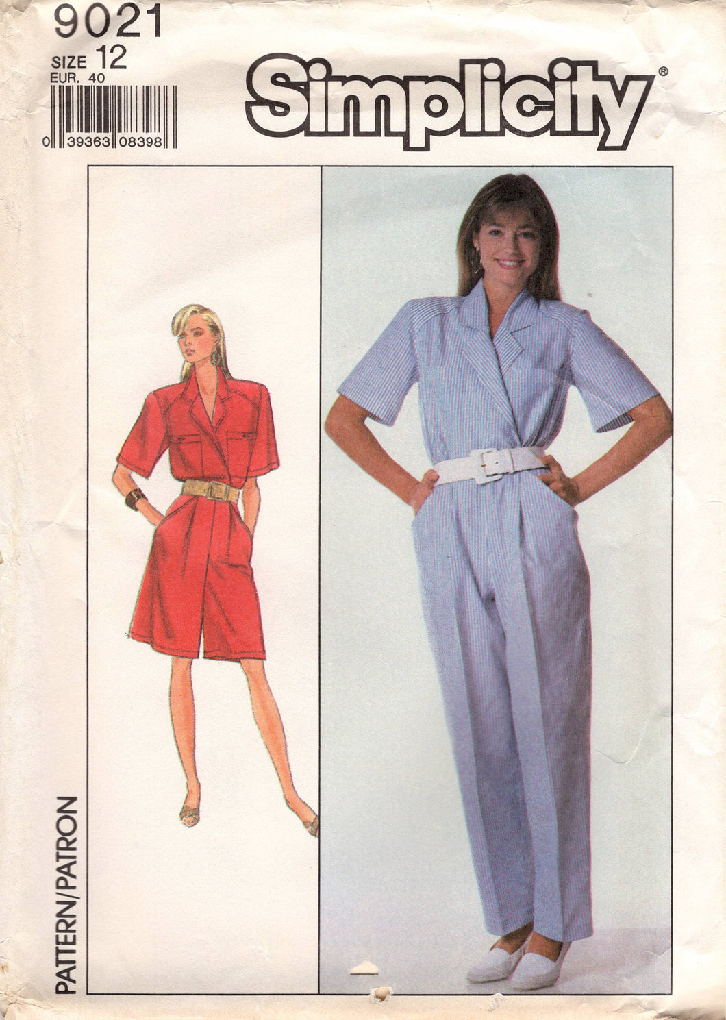 1980's Simplicity Surplice Bodice Jumpsuit Pattern with large pockets - Bust 34