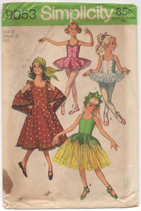 1970's Simplicity Ballet Costume, Hat and Dress with Shawl - Breast 30" - No. 9053