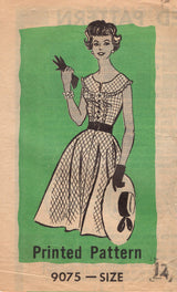 1950's Mail Order One Piece Dress with Large Yoke - Bust 32" - No. 9075