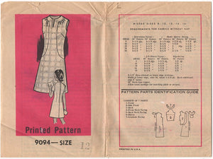 1970's Anne Adams One Piece Dress with Side Panels pattern - Bust 34" - No. 9094
