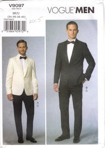 2000's Vogue Men's Suit Jacket and Pants pattern - Chest 34-36-38-40" - No. 9097
