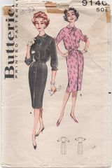 1960's Butterick One Piece  Shirtwaist Dress Pattern - Bust 32" - UC/FF - no. 9140