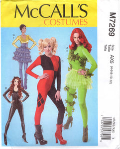 2010's McCall's Catsuit, Harley Quinn, Ivy costume pattern - Size 4-12 - No. M7269