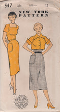 1950's New York One-Piece Dress Pattern with Square neckline and Cropped Bolero - UC/FF - Bust 31" - No. 917