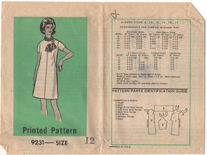 1970's Anne Adams One Piece Dress with Tab and Scarf Pattern - Bust 34" - No. 9231