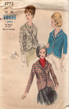 1960's Vogue Jacket with Pockets Pattern - Bust 32" - No. 5772