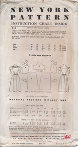 1950's New York Fit and Flare Dress with Puff Sleeves and optional Round Yoke - Bust 30" - No. 931
