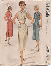 1950's McCall's Double Breasted Shirtwaist Dress with Three Pockets - Bust 32" - No. 9326