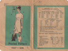 1960's Marian Martin One Piece Dress with Short or 3/4 sleeves Pattern and Two Styles of Collar - Bust 34" - No. 9357