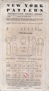 1950's New York One Piece Dress with Peter Pan Collar and Button detail skirt - Bust 31" - No. 936