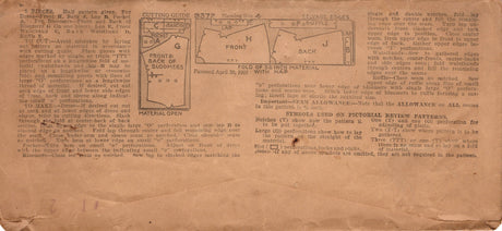 1920's Pictorial Child's Slip-On Dress Pattern and Bloomers - Size 2 - No. 9372