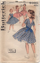1960's Butterick Child's One Piece Dress with Deep V Back and optional Collar - Chest 28" - No. 9390