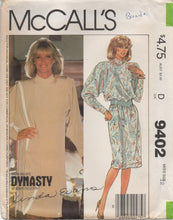1980's McCall's Linda Evans DYNASTY Dress, Tunic, Skirt and Shawl pattern - Bust 34" and Bust 38"- No. 9402