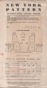 1950's New York Child's One Piece Dress with Puff Sleeves and Peter Pan Collar - Chest 20" - No. 940