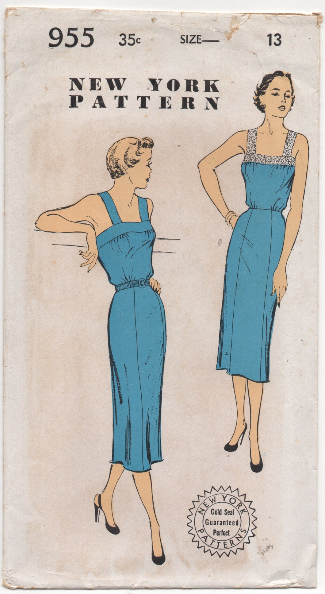 1950's New York Slip or Sheath Dress Pattern - Bust 31