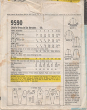 1960's McCall's Child's One Piece Dress with Long Sleeves or Sleeveless - Size 4 - No. 9590
