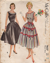 1950's McCall's One Piece Fit and Flare Dress with Bow Accent - Bust 32" - No. 9637