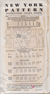 1950's New York One Piece Shirtwaist Dress with Triangular Pockets - Bust 32" - No. 963