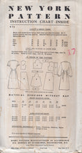 1950's New York One Piece Shirtwaist Dress with Pin Tucks and Two Sleeve lengths - Bust 32" - No. 973