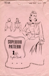 1940's Superior Blouse with Shoulder Yoke and Peplum - Bust 32" - No. 9748