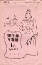 1940's Superior Blouse with Shoulder Yoke and Peplum - Bust 32" - No. 9748