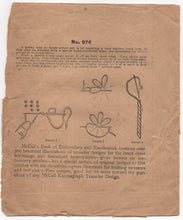 1920's McCall Tea Cloth and Napkin set Transfers - No. 976