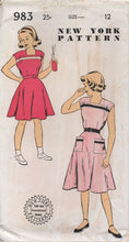 1950's New York Girl's One Piece Dress with Square Neckline and Patch Pockets - Chest 30" - No. 983