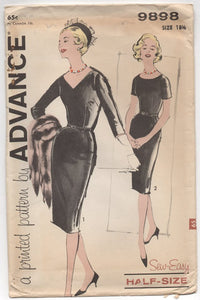 1960's Advance One piece Dress with two necklines - Bust 39" - UC/FF - No. 9898