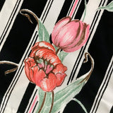 1980’s Striped Tulip print Polyester blouse (some stretch)