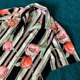 1980’s Striped Tulip print Polyester blouse (some stretch)